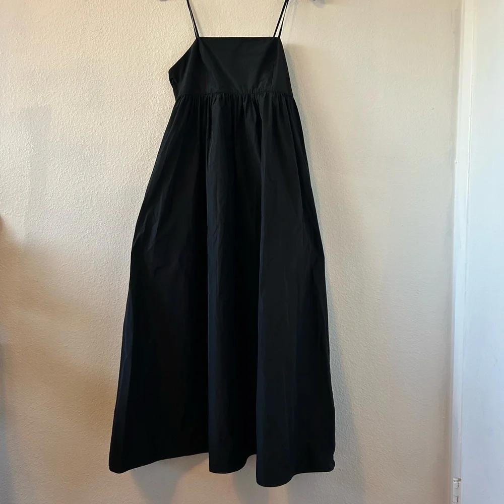 Banana Republic Ariella Taffeta Black Midi Dress Size 6 - Picture 4 of 10